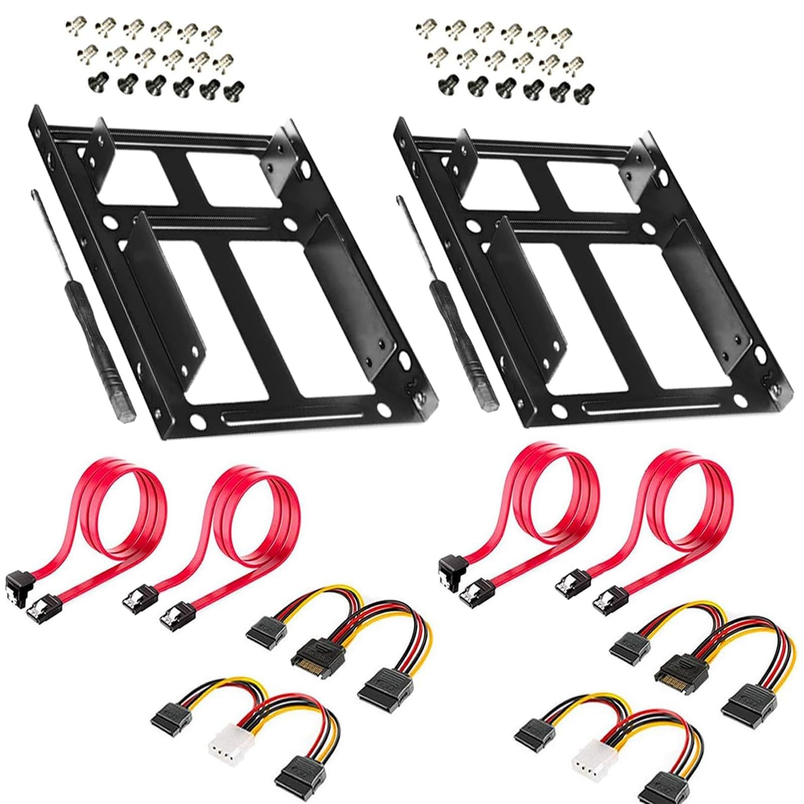 2 Pack SSD/HDD Metal Mounting Bracket Kit - Convert 2.5" to 3.5" Drive Bay