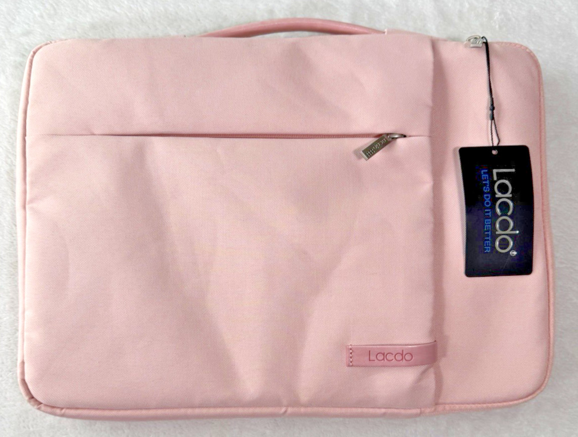 Lacdo Laptop Sleeve Case Padded Computer Bag up to 15" Accessory Pockets Pink