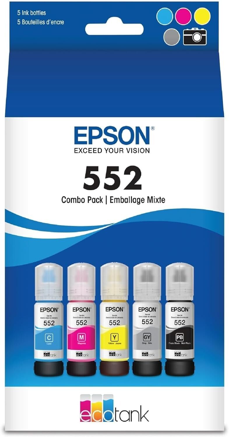 EPSON 552 EcoTank Ink Ultra-high Capacity Bottle Five Color Combo Pack T552920-S