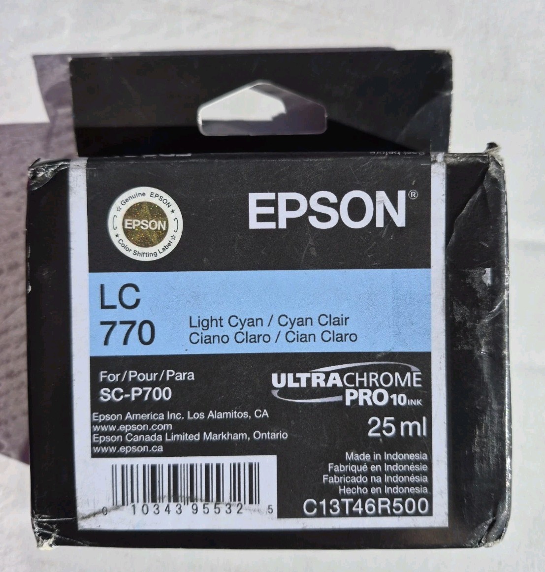Genuine OEM Epson 770 Light Cyan Ink Cartridge SC-P700 Expires: 03/2029 - NEW