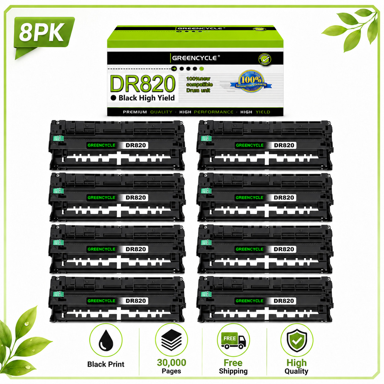 8PK DR820 Drum Unit fits for Brother DCP-5500DN DCP-5600DN MFC-6800DW MFC-6900DW