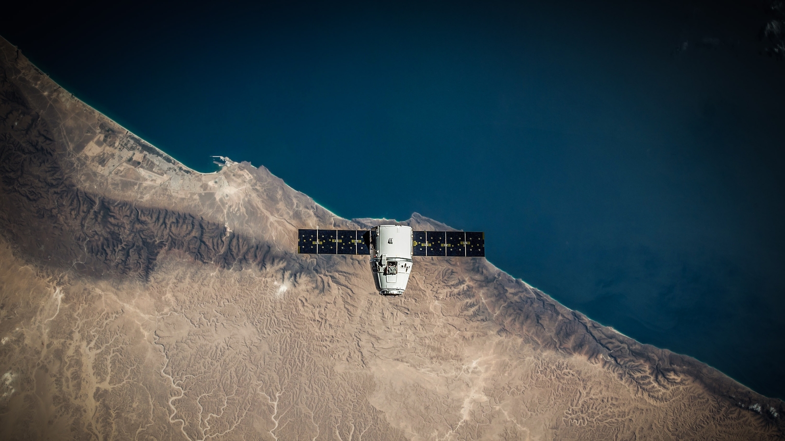 Landscape spacex earth vehicle aerial view sea satellite Custom Gaming Mat Desk