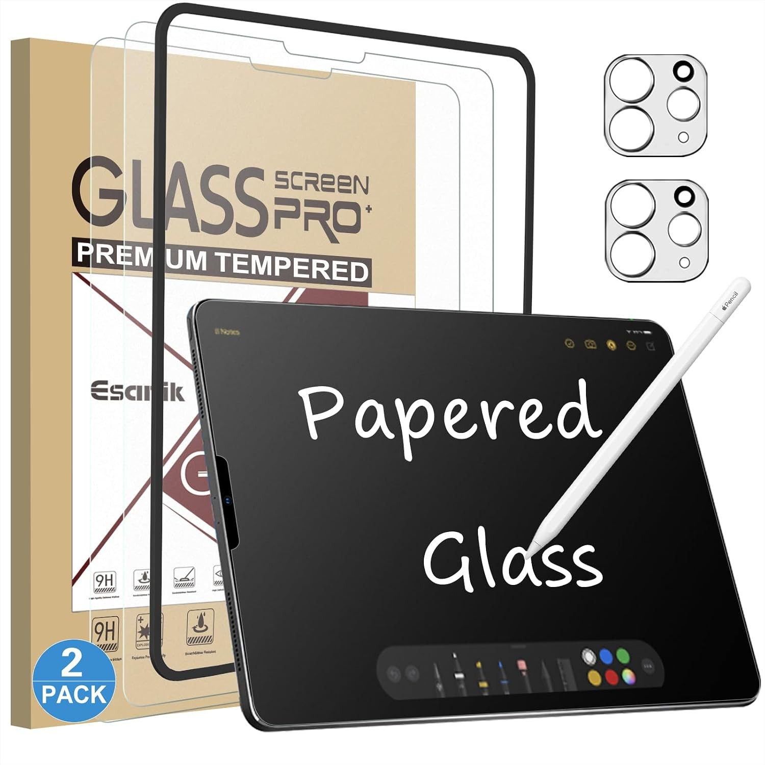 2+2 Pack Tempered Glass Screen Protectors 9H for iPad Air 4/Air 5/iPad Pro 11
