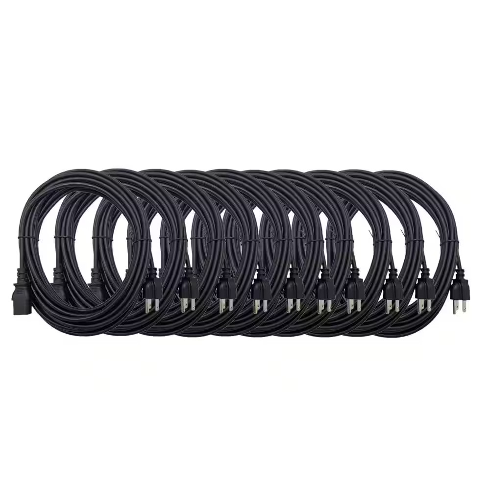 12 Ft. Universal AC Power Cord UL Approved NEMA 5-15P to C13 18 AWG / 3-Conducto