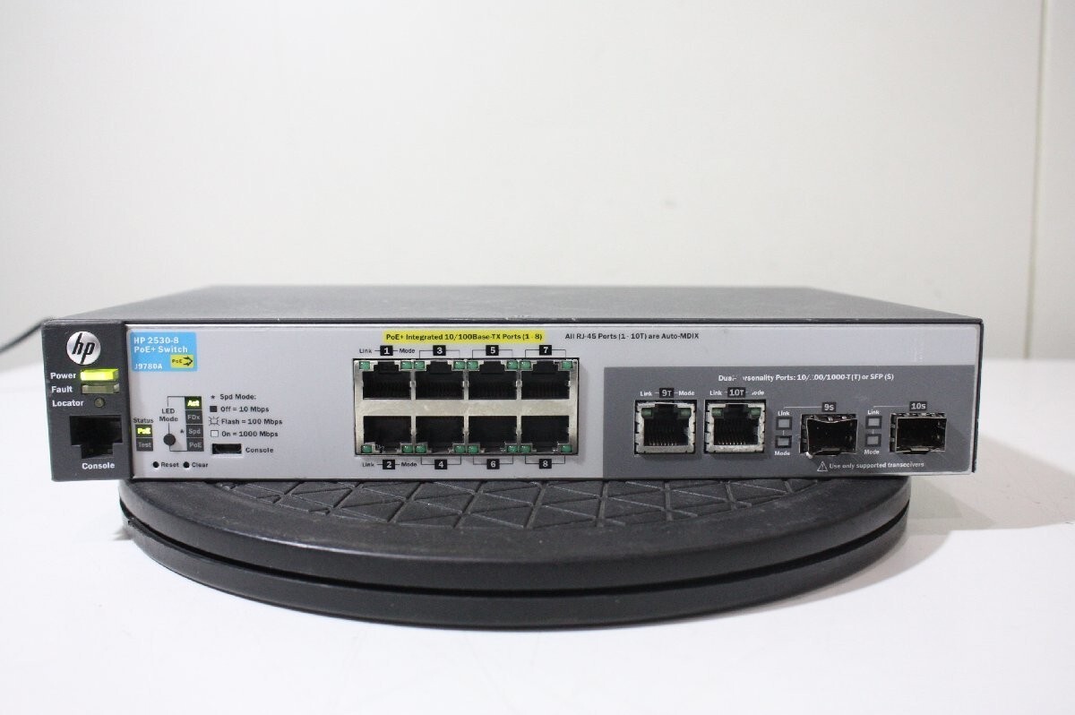 HP JL070A HPE 2530-8 8-port Fast Ethernet PoE+  Ethernet SFP+ Layer 2 Switch
