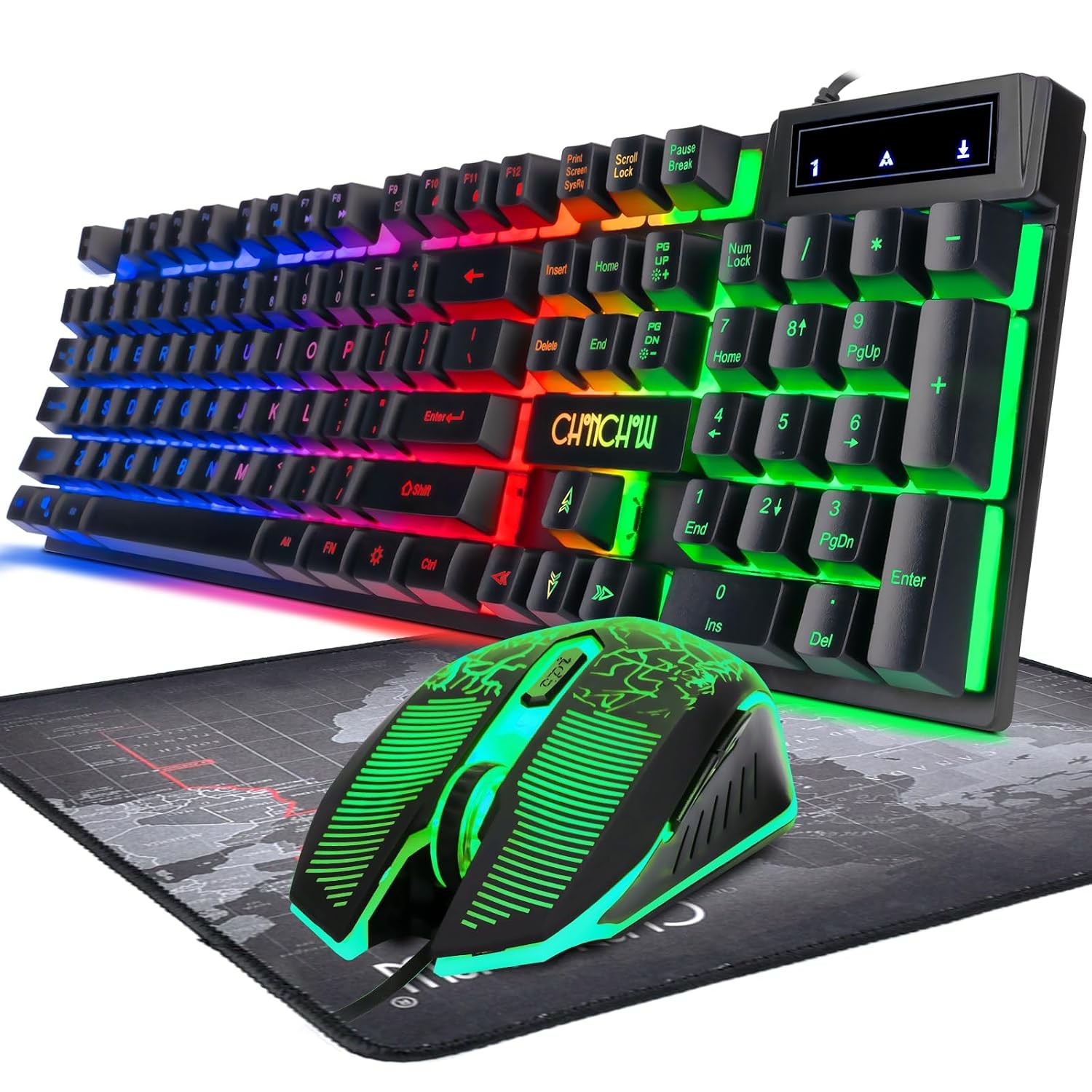 Keyboard and Mouse Gaming LED Wired Combo with Emitting Character Keyboard 4800D