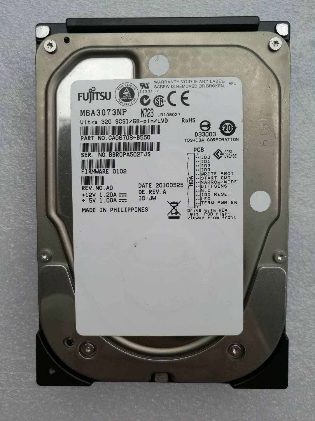 Fujitsu Limited MBA3073NP 73GB 15K Ultra 320 SCSI Internal Hard Drive 68pin HDD