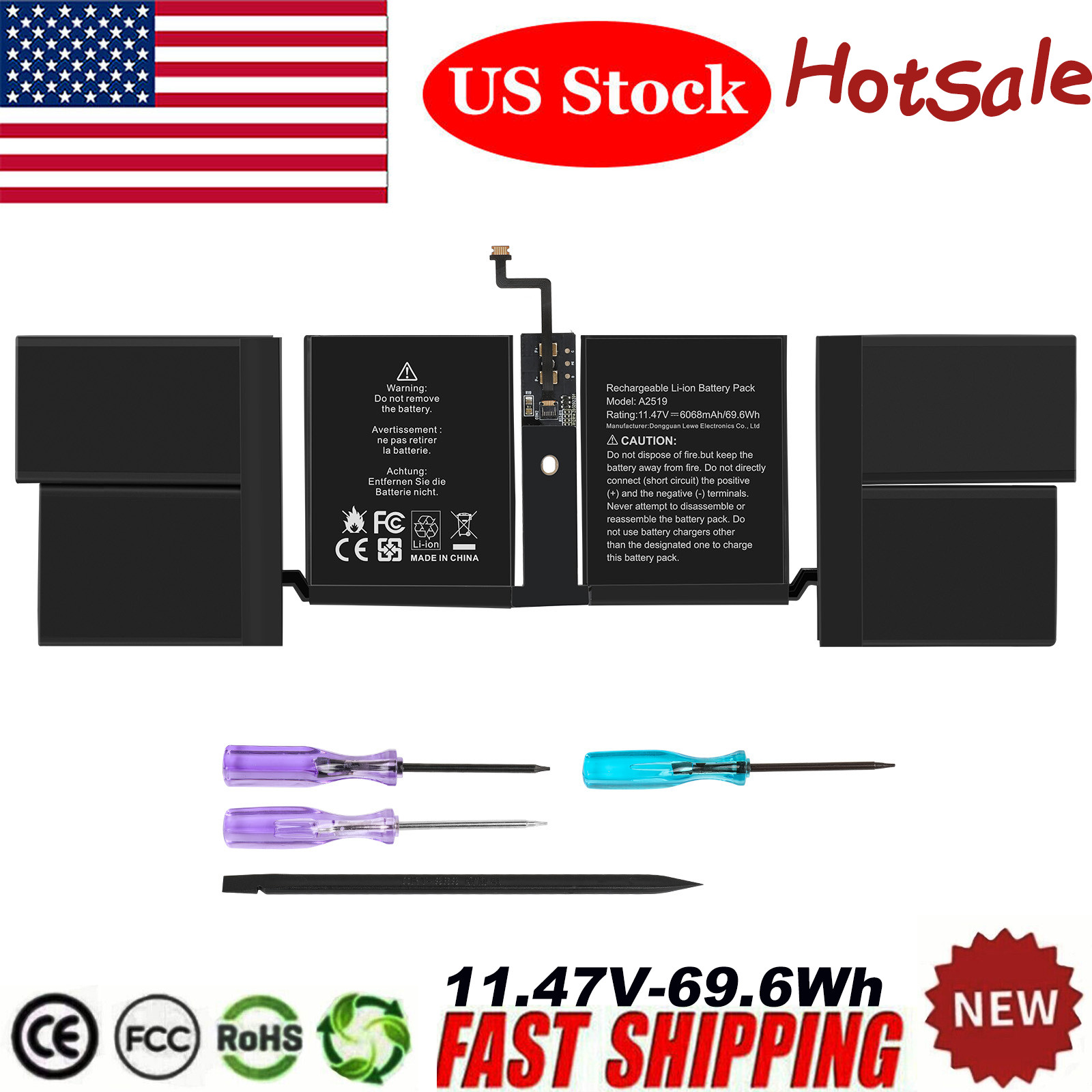 A2519 Battery For Apple MacBook Pro 14" A2442 M1 2021 Year A2779 A2918 69.6Wh