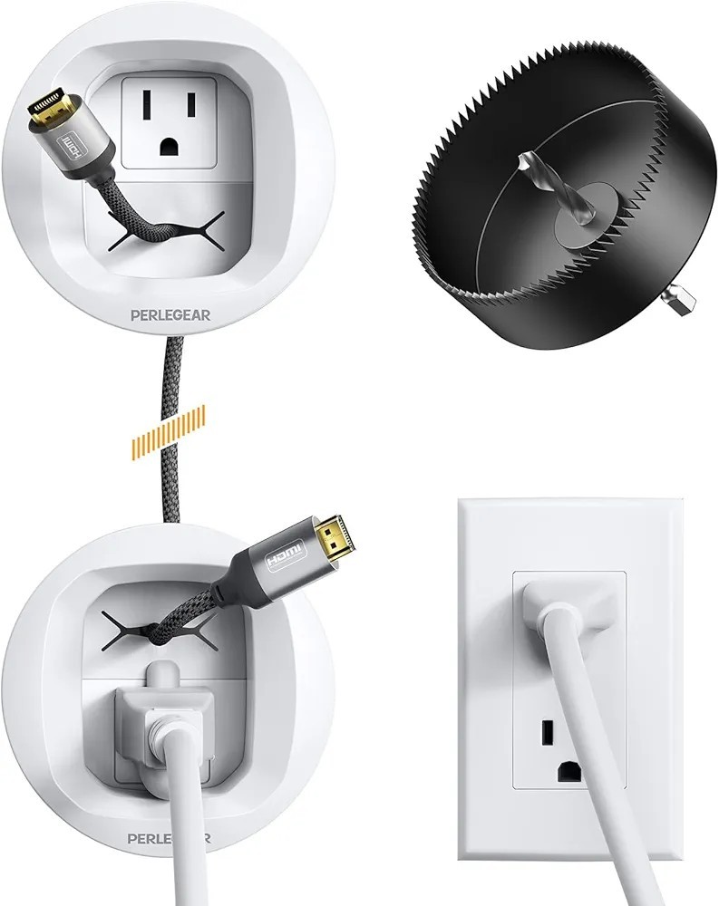 Perlegear in-Wall Cable Management Kit, TV Cord Hider for Wall Mounted TV andSp