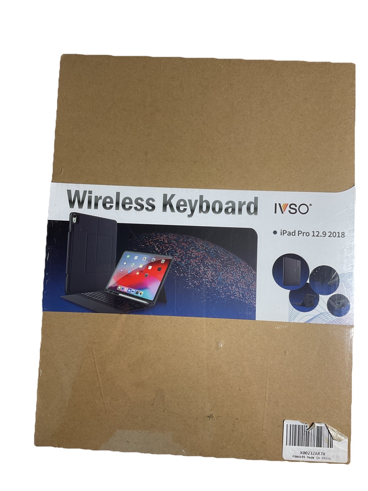 IVSO Wireless Keyboard for Ipad Pro 12.9 2018 Bluetooth Case Stand Black