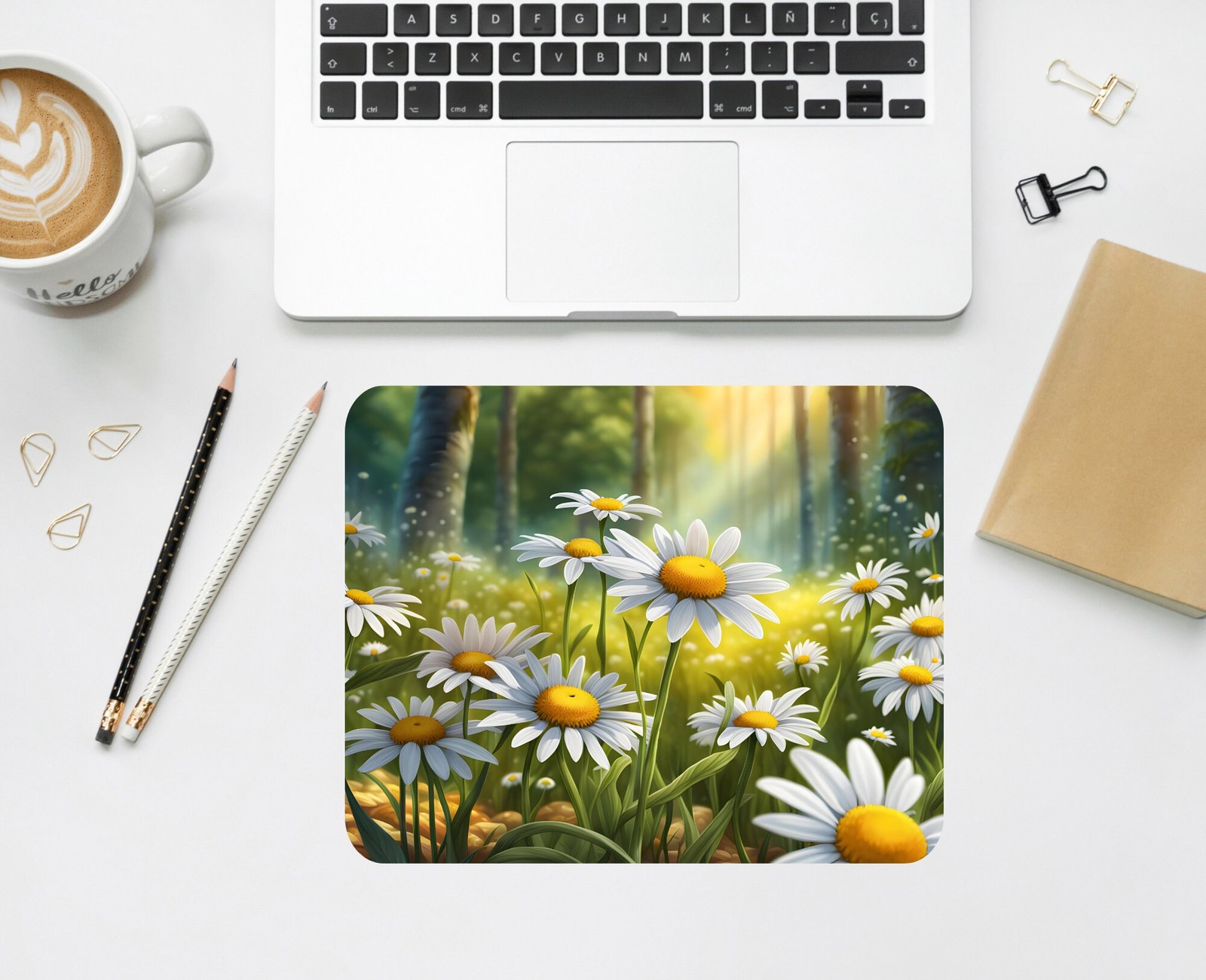 Daisy Forest Mouse Pad: Personalized Floral Desk Decor