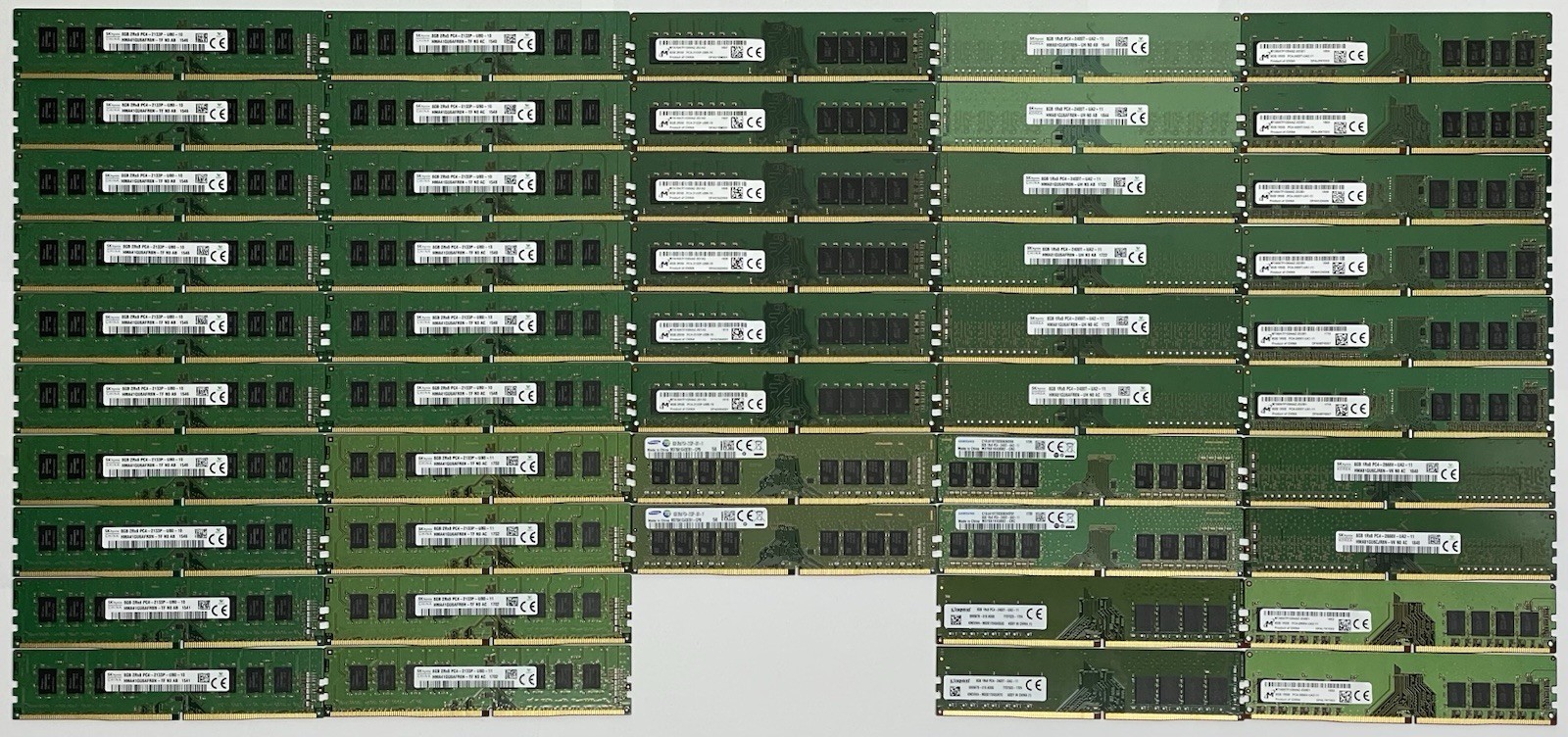 LOT OF 48 DDR4 8GB 2133P/2400T/2666V Mixed Brand Desktop Ram Lot