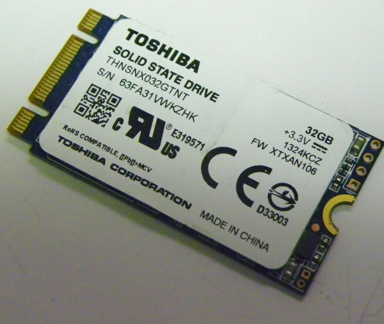 32GB SSD Solid State Hard Drive Toshiba THNSNX032GTNT 
