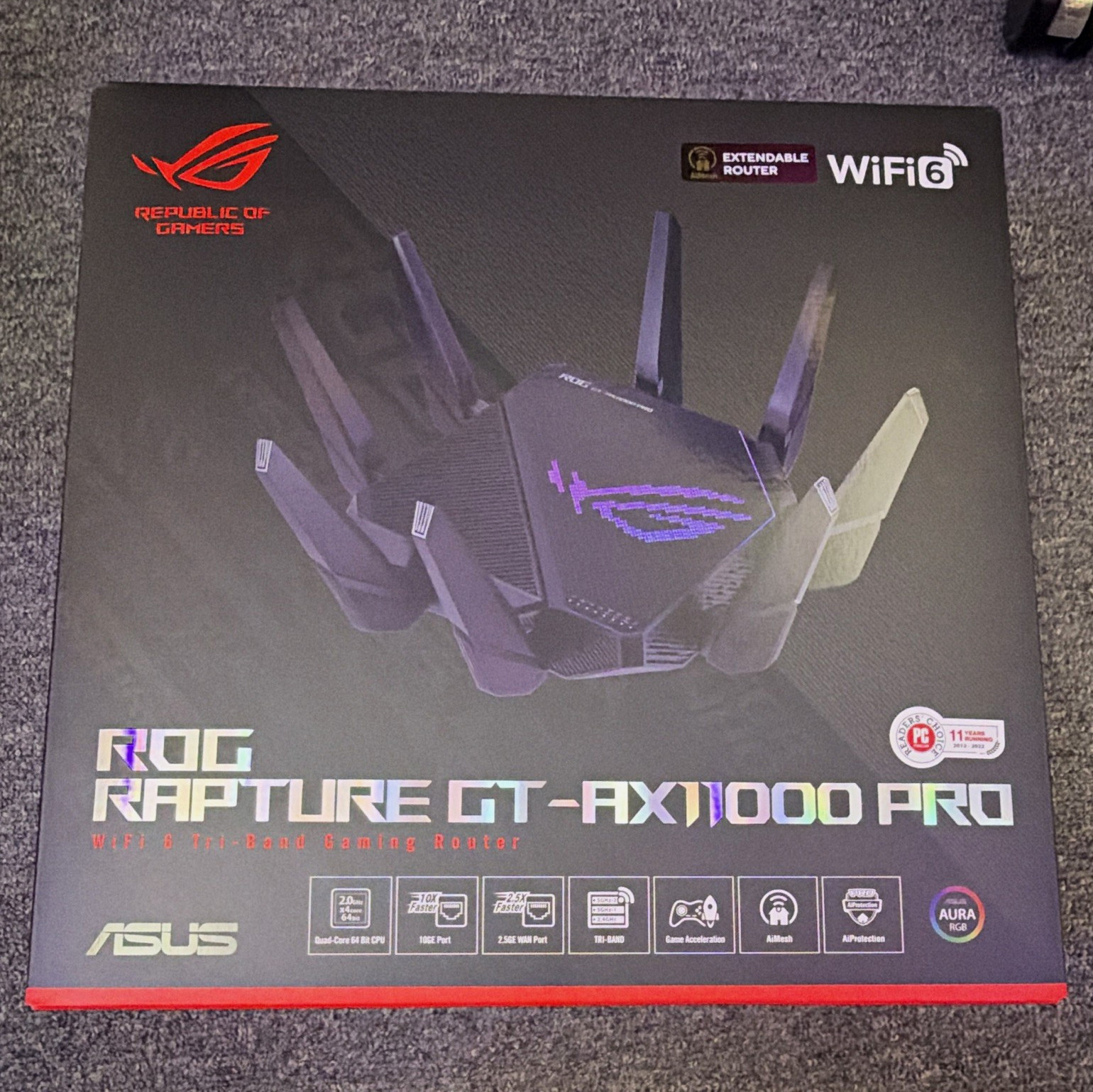 ASUS ROG Rapture GT-AX11000 Pro AX11000 Tri-Band Wi-Fi 6 Gaming Router