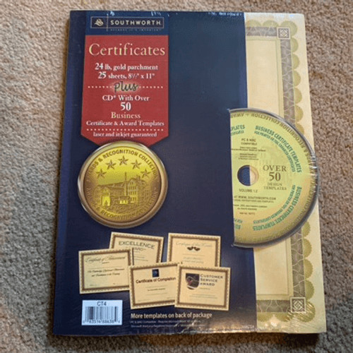 Southworth Certificates Parchment Paper With CD Business Certificates Awards NEW