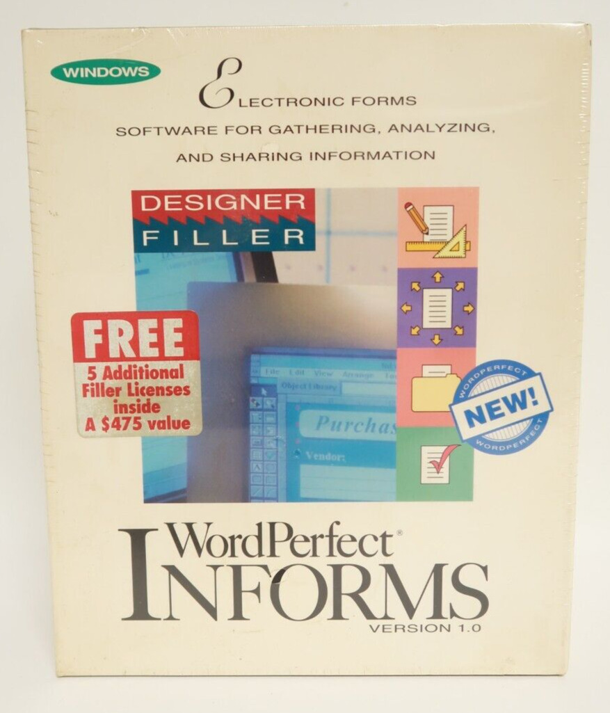 WordPerfect Informs Version 1.0 Vintage PC Computer Program Software 1993 (New)