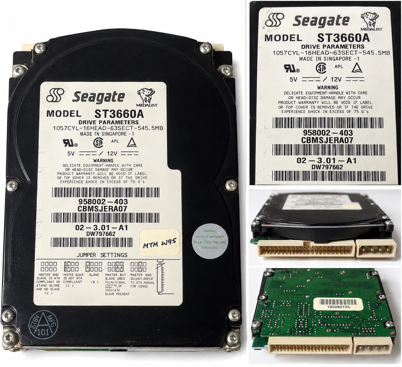Seagate Medalist ST3660A 545.5MB 3.5" IDE PATA Vintage Internal Hard Drive  @3M