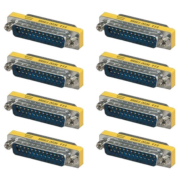8x 25 Pin D-SUB DB25 Male to Male Mini Gender Changer Coupler M/M Gold Plated