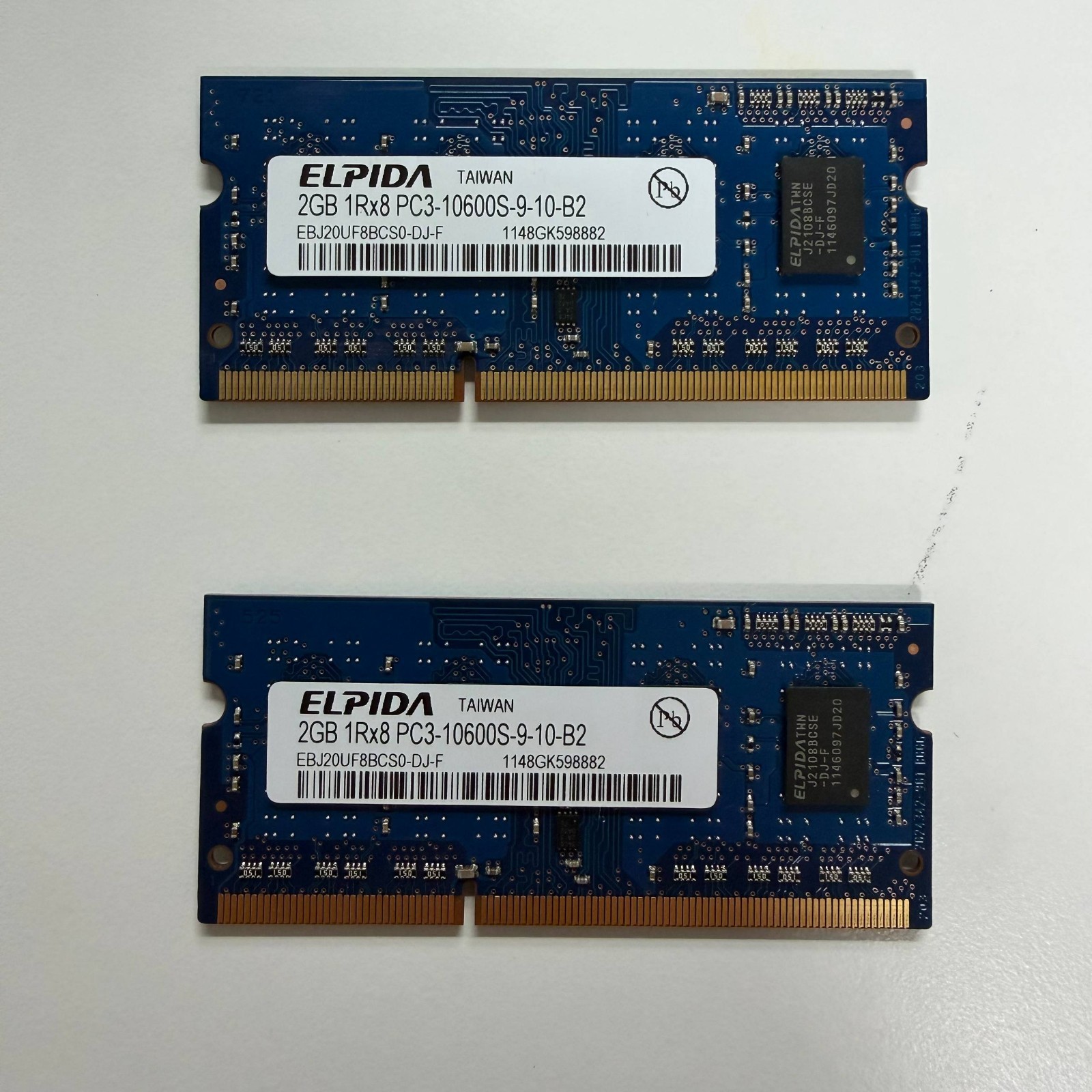 Elpida 2GB DDR3 PC3-10600S 1333MHz SO-DIMM Laptop RAM Memory Lot of 2