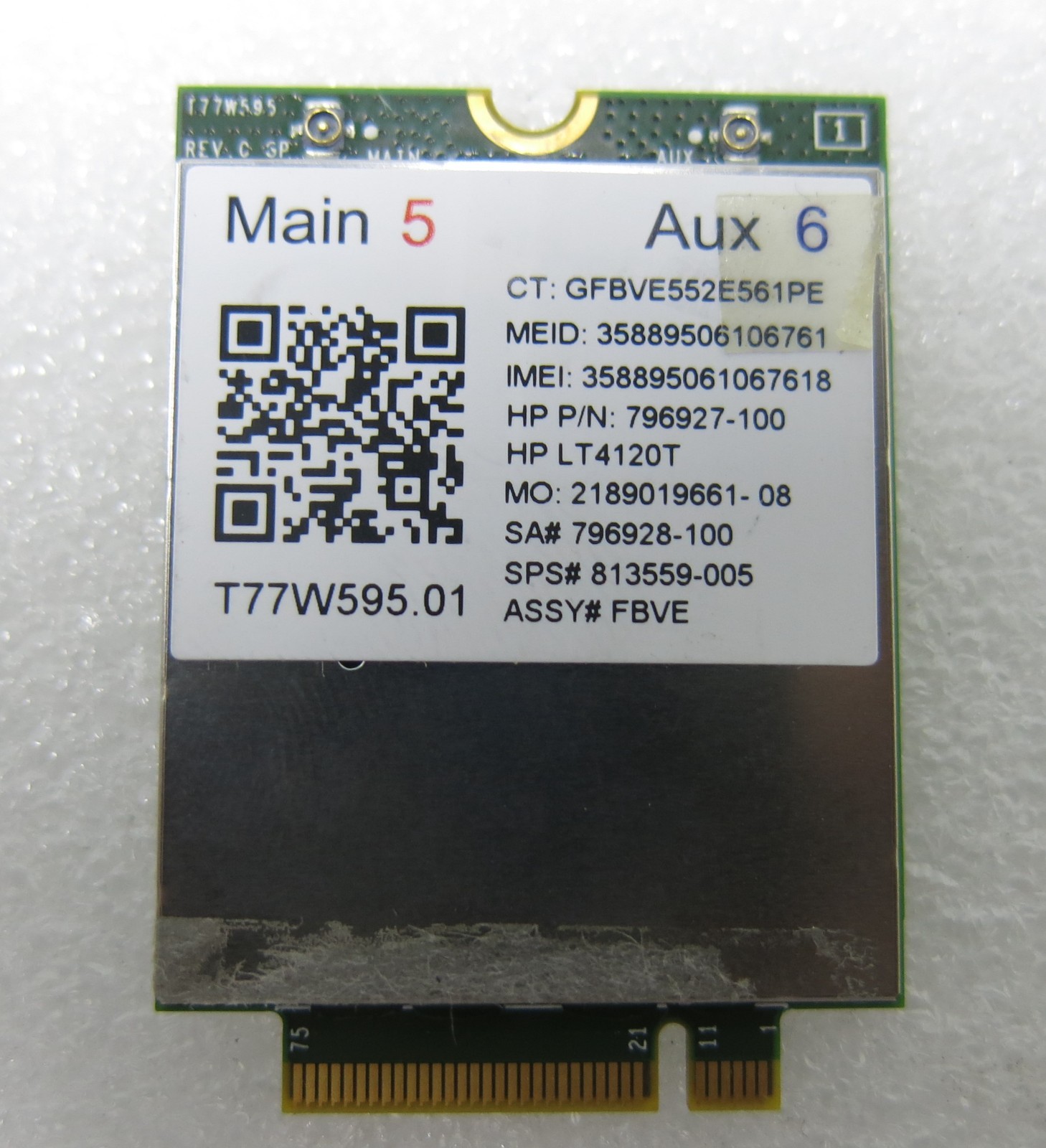 Genuine HP LT4120T Snapdragon X5 LTE 4G WWAN M.2 Card 813559-005 796927-100