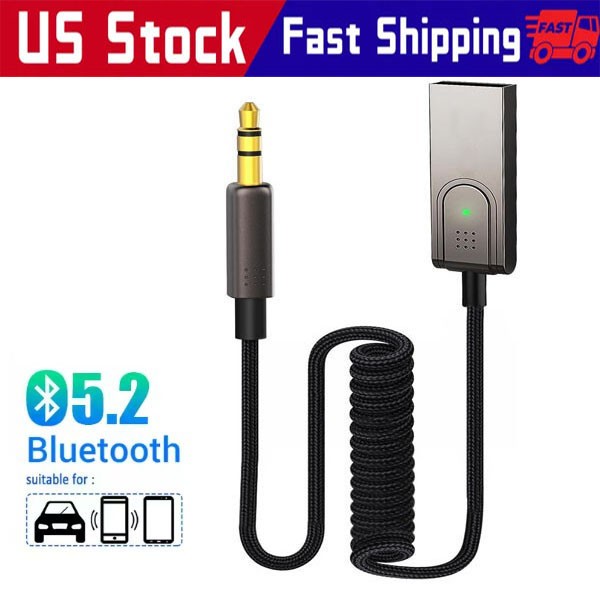 Bluetooth 5.3 to Aux Adapter for Car, USB to TRS 3.5mm Bluetooth Receiver add...