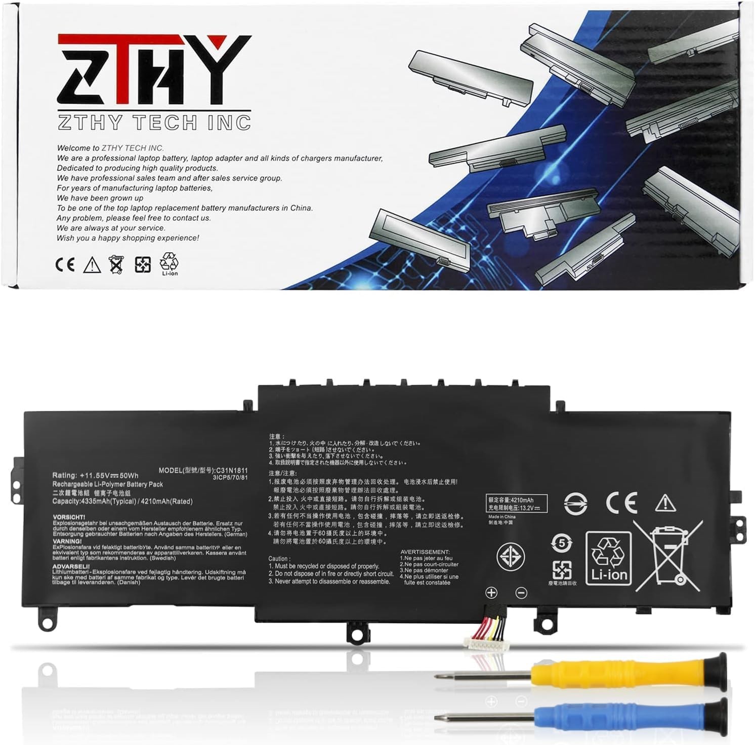 50Wh C31N1811 Laptop Battery Replacement for Asus ZenBook 14 UX433F UX433FA