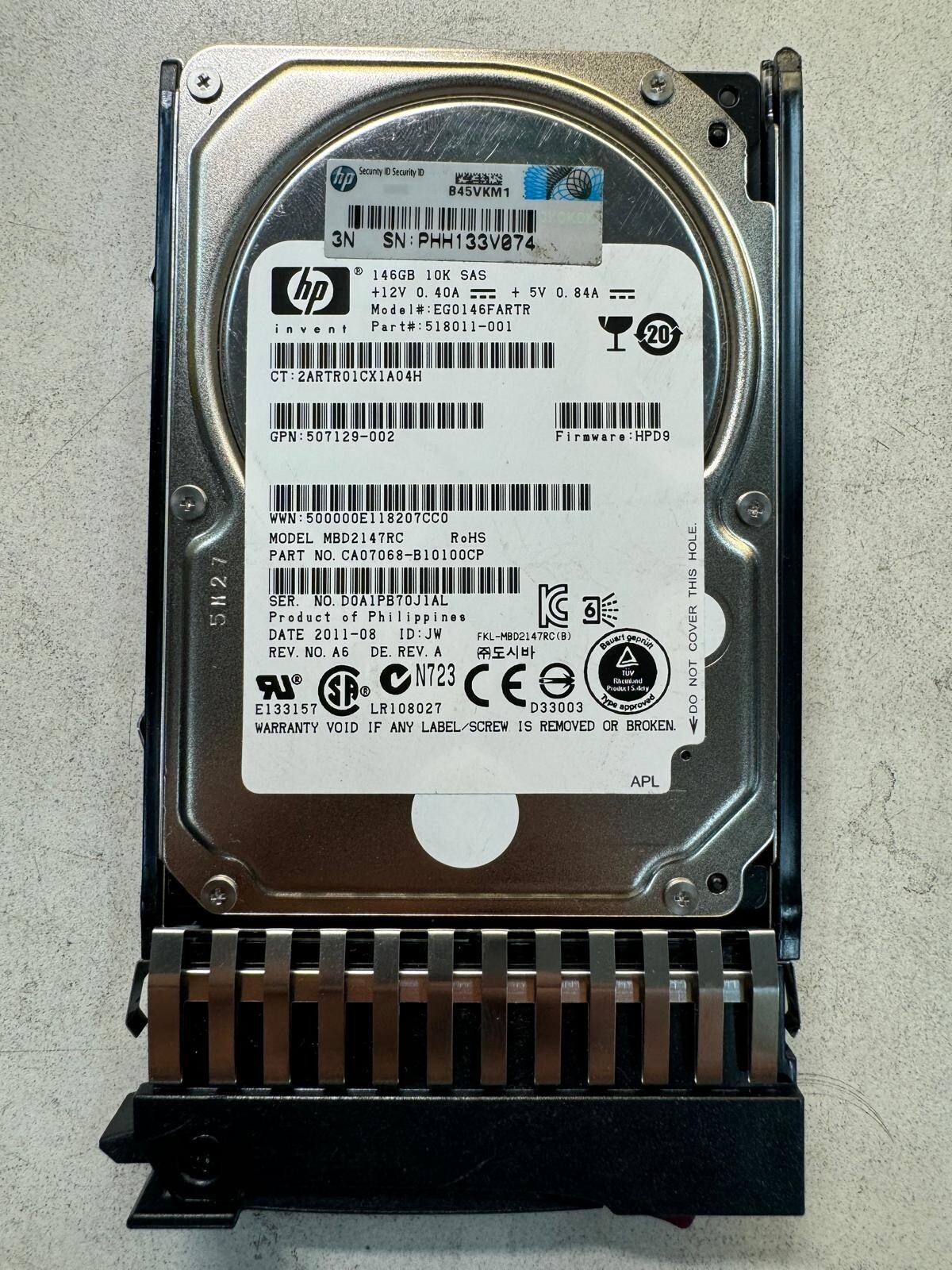 HP 518011-001 EG0146FARTR 146GB 10K RPM 64MB Cache 6 Gb/s SAS 2.5" HDD
