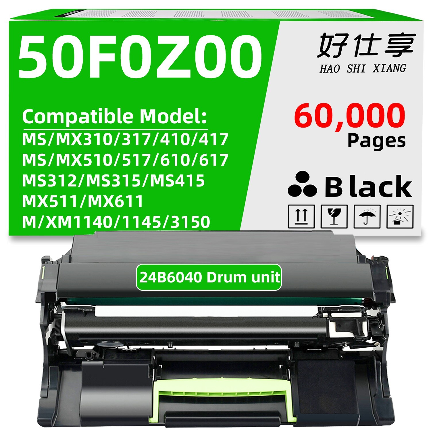 50F0Z00 Drum Unit Compatible for Lexmark MX310 MX410 MX510 MX511 MX610 MX611
