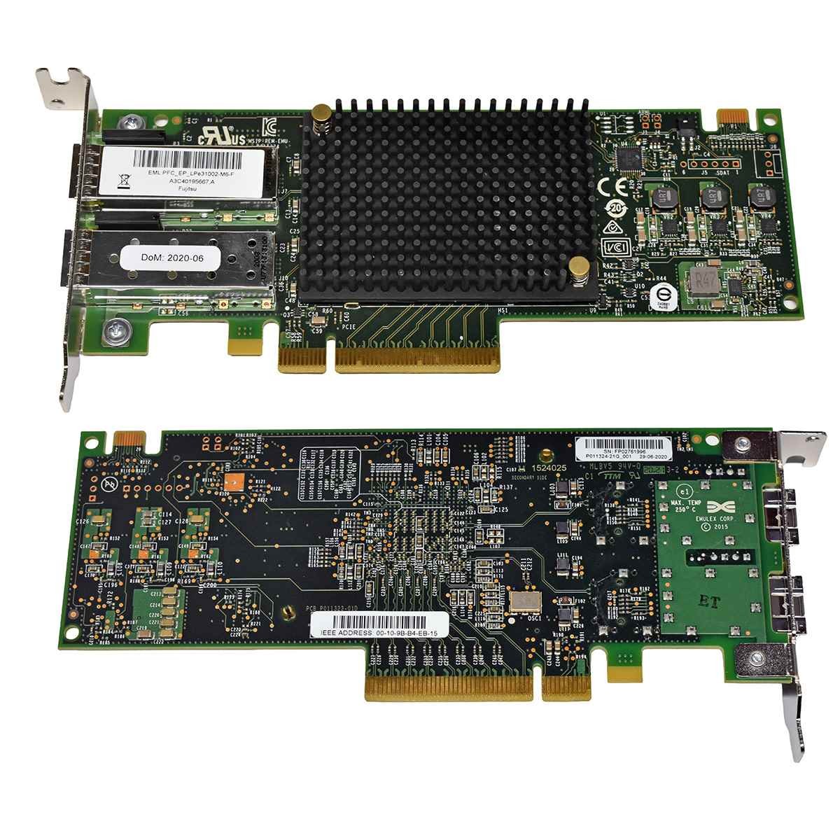 Fujitsu A3C40195667 Emulex LPE31002-M6 Dual Port 16G FC SFP+ PCIex8 HBA GBICs LP