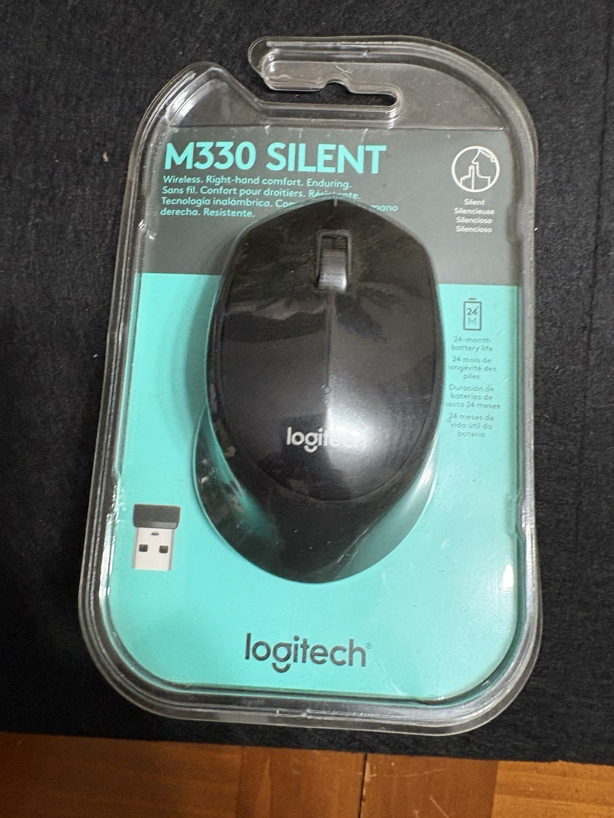 Logitech M330 Silent Plus Wireless Mouse Quiet Clicks 2.4GHz USB Black New NIB