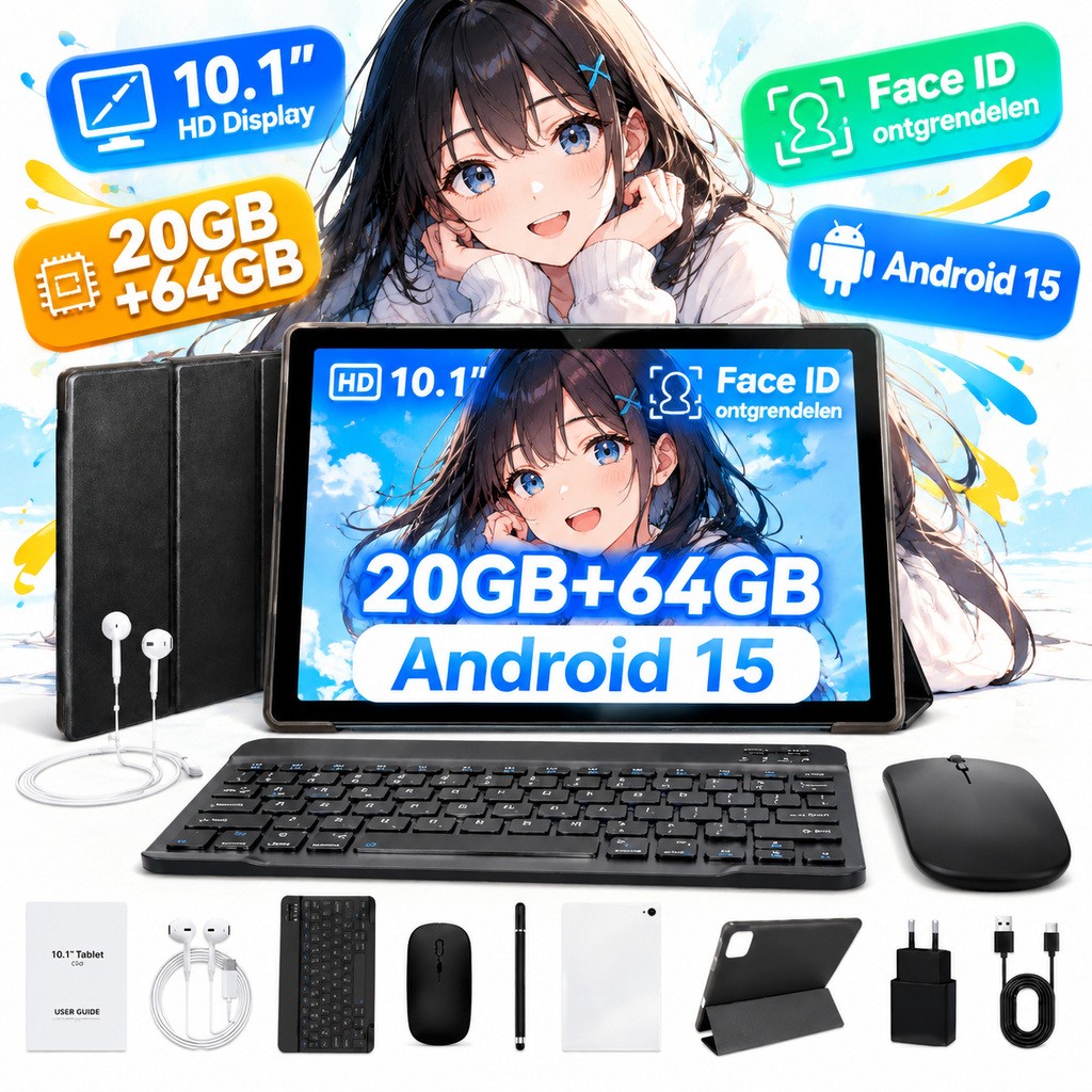 Tablet Android 15 20GB RAM 64GB 1TB Expand Dual Camera 8MP+5MP Octa-Core A523