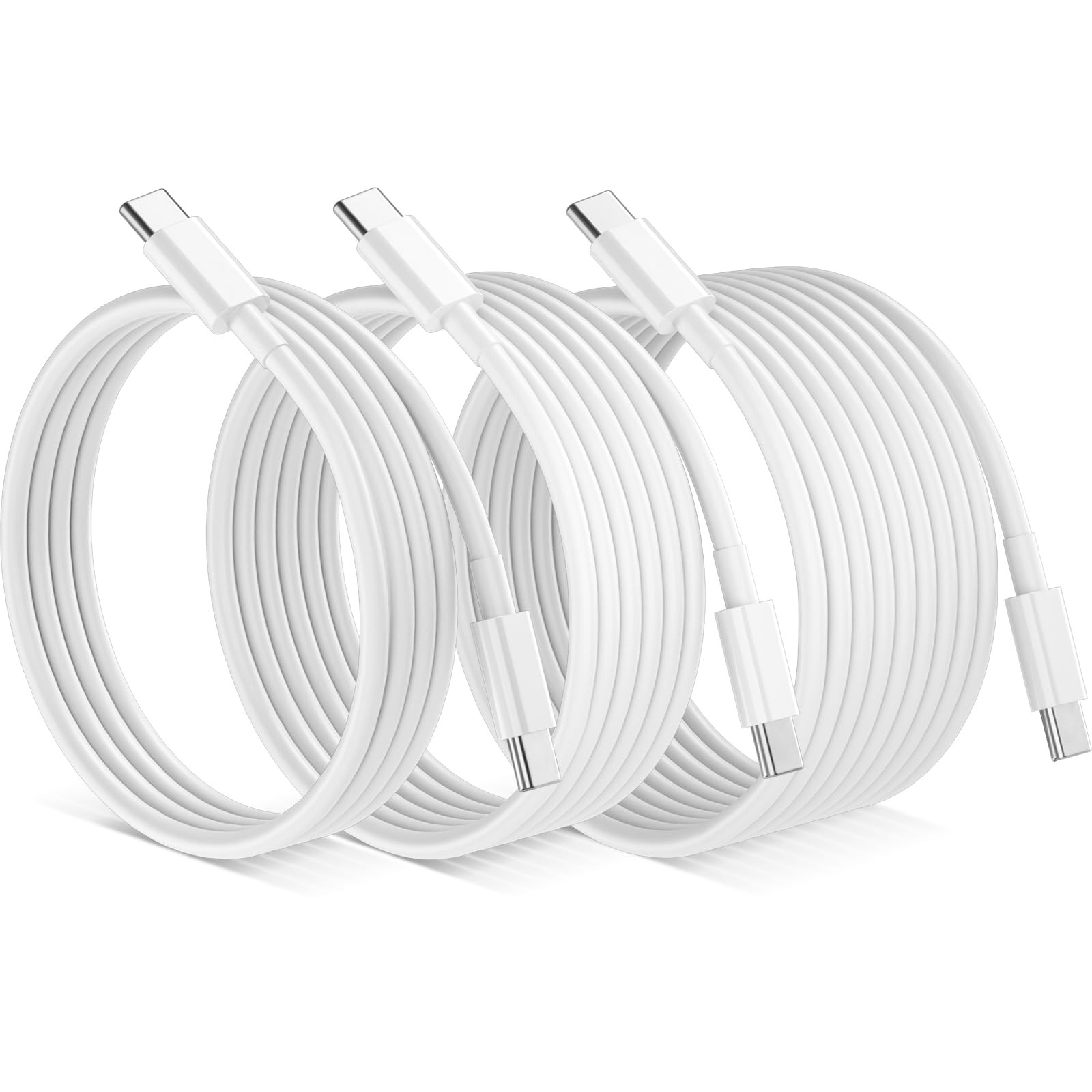QZIIW USB C to C Cable, 3 Pack 240W Fast 3FT+6FT+10FT-240W, White