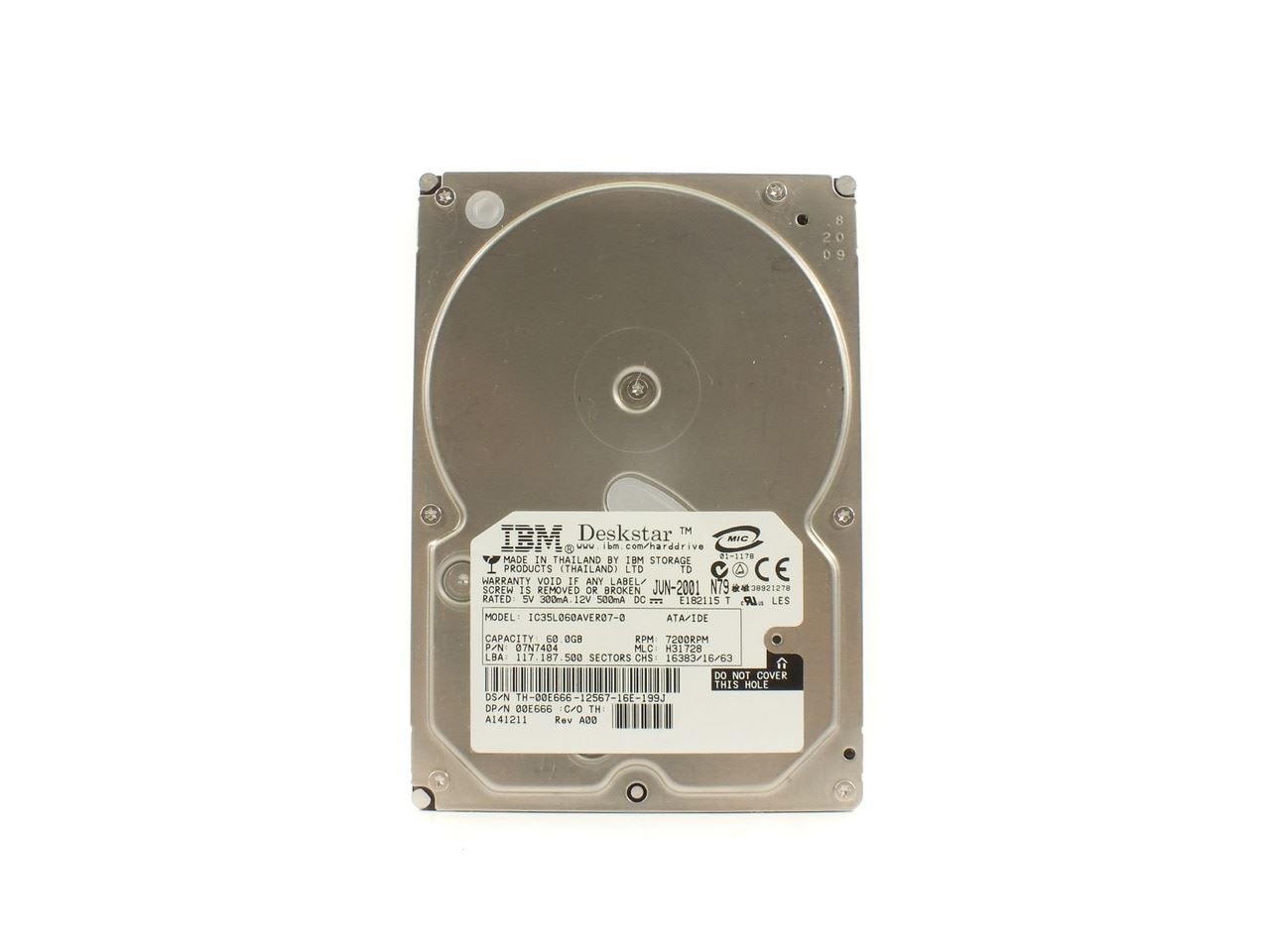 IBM Deskstar IC35L060AVER07-0 07N7404 60GB ATA/IDE 3.5" HDD 7200RPM PATA