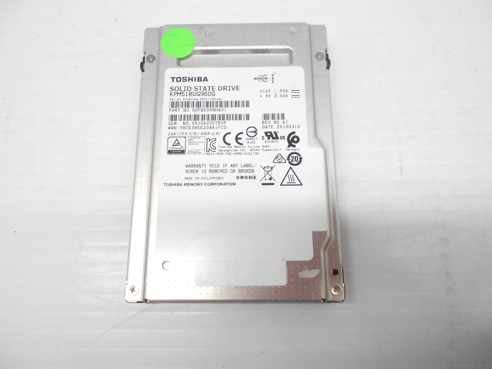 Toshiba 960GB 12G SAS SSD Hard Drive 2.5' Server Storage JBOD Dell HP Supermicro