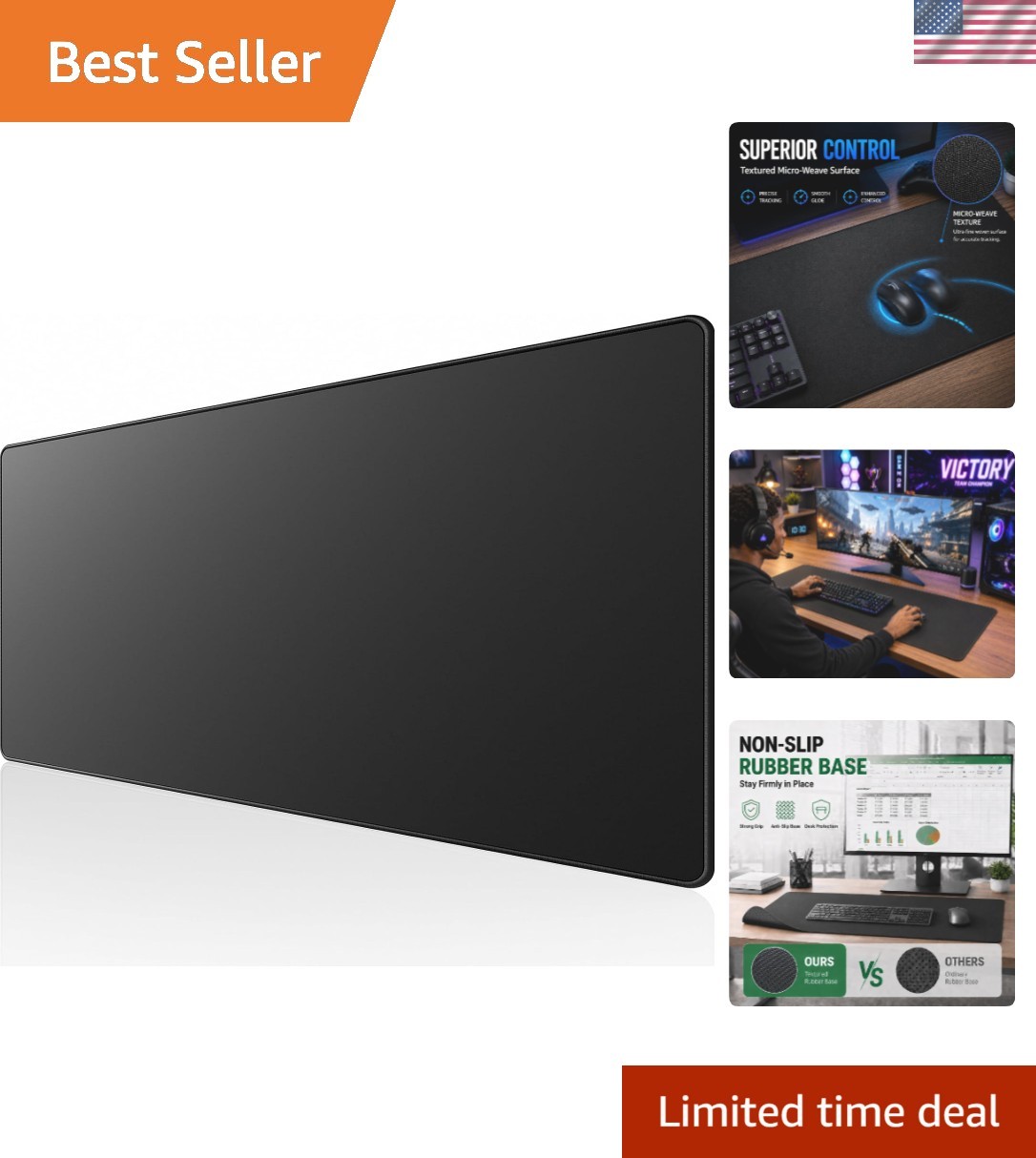 31.5" x 11.8" Water-Resistant Gaming Mouse Pad with Smooth Micro-Weave Surface