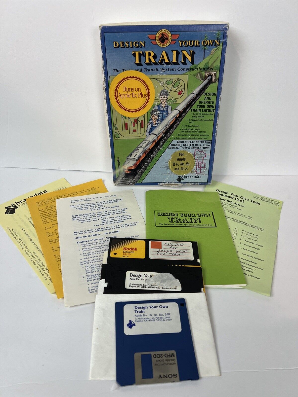 Abracadata Design Your Own Train Apple IIc Plus Vintage Computer Game