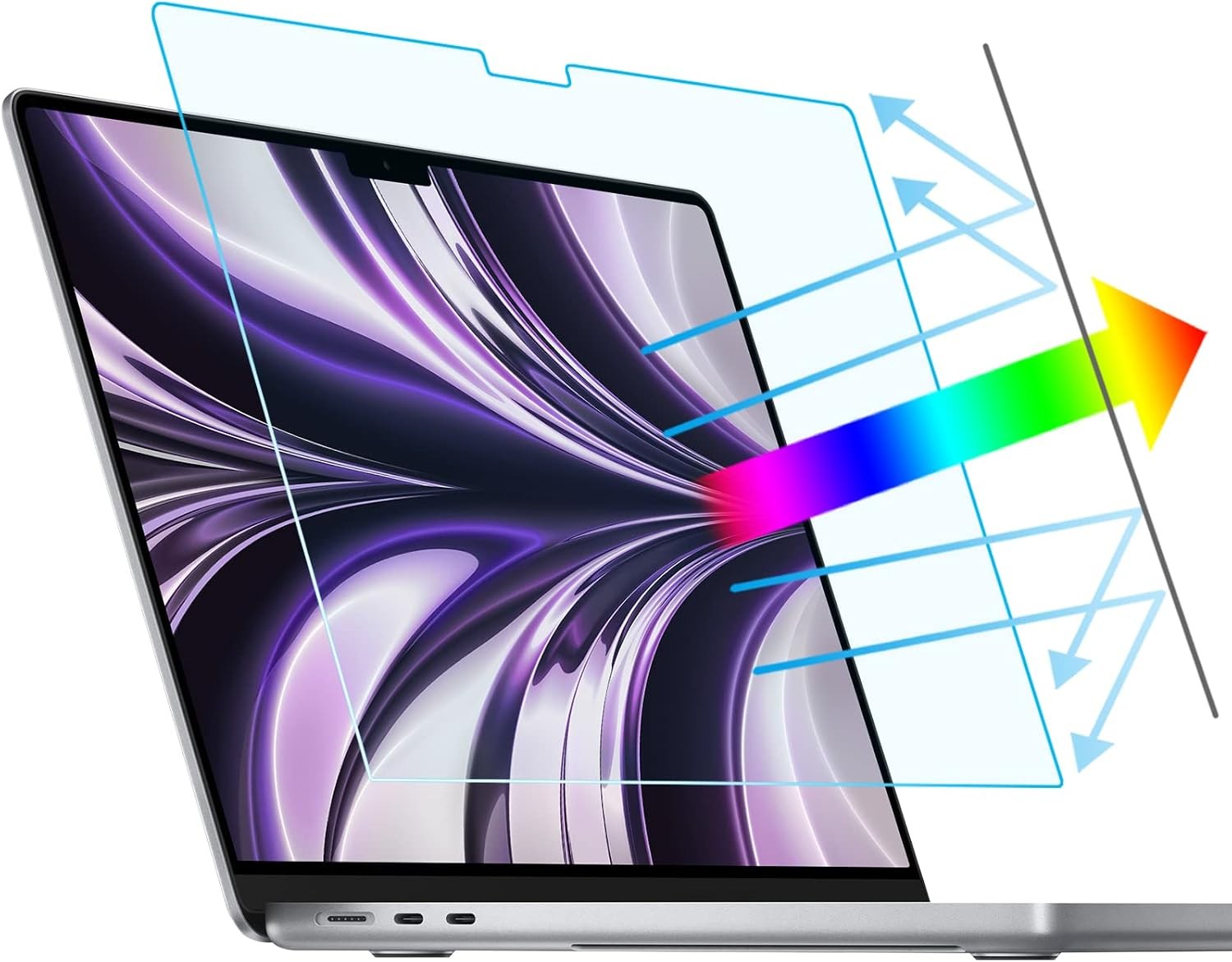 2 Pack Anti Glare Blue Light Screen Protector for MacBook Air 13.6 Inch (M2, M3)