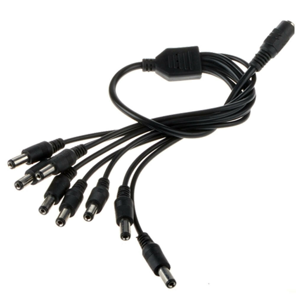 DC 8-Way CCTV Power Supply Splitter Cable Cord Lead 2.1mm x 5.1mm 9V and 12V PSU