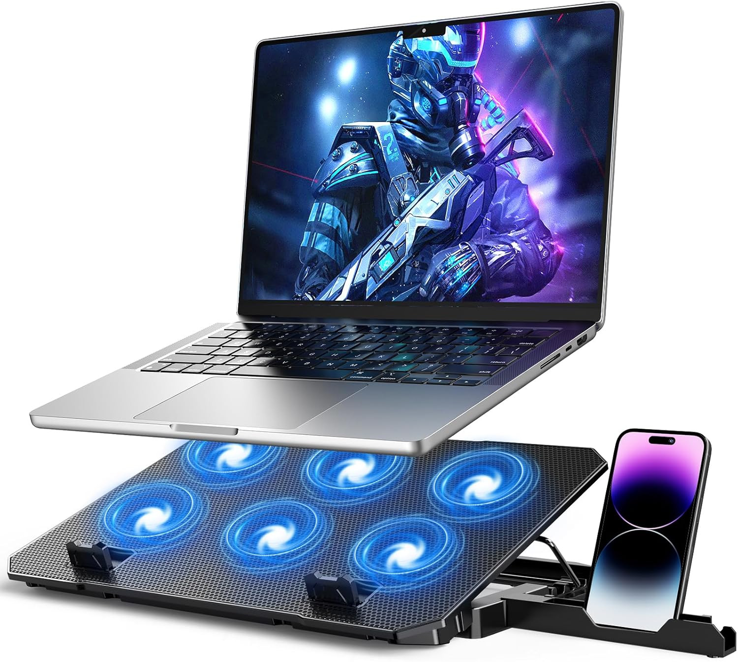 Laptop Cooling Pad, Laptop Cooler 6 Quiet Fans for 12"-17" Laptops, Gaming La...