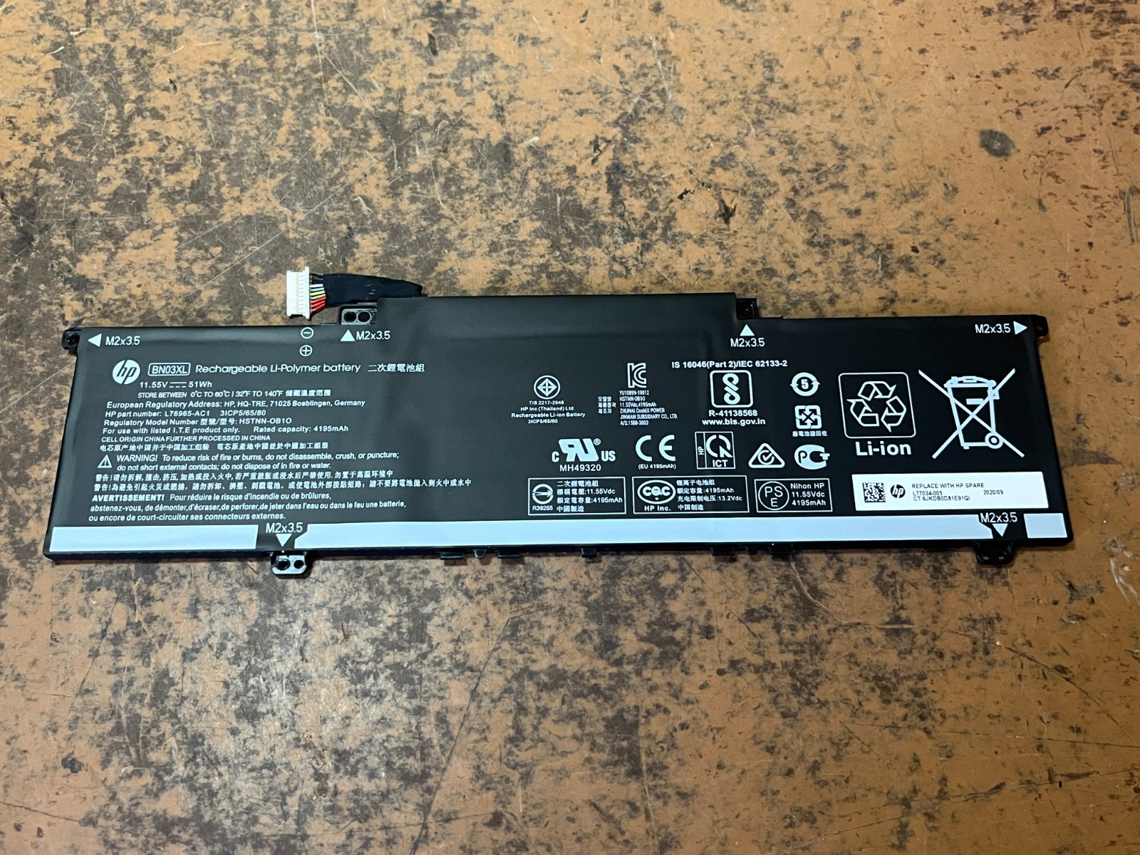 L77034-005 BN03XL OEM HP BATTERY 11.55V 51WH ENVY X360 15Z-EU000 (GRD A)(DE12)
