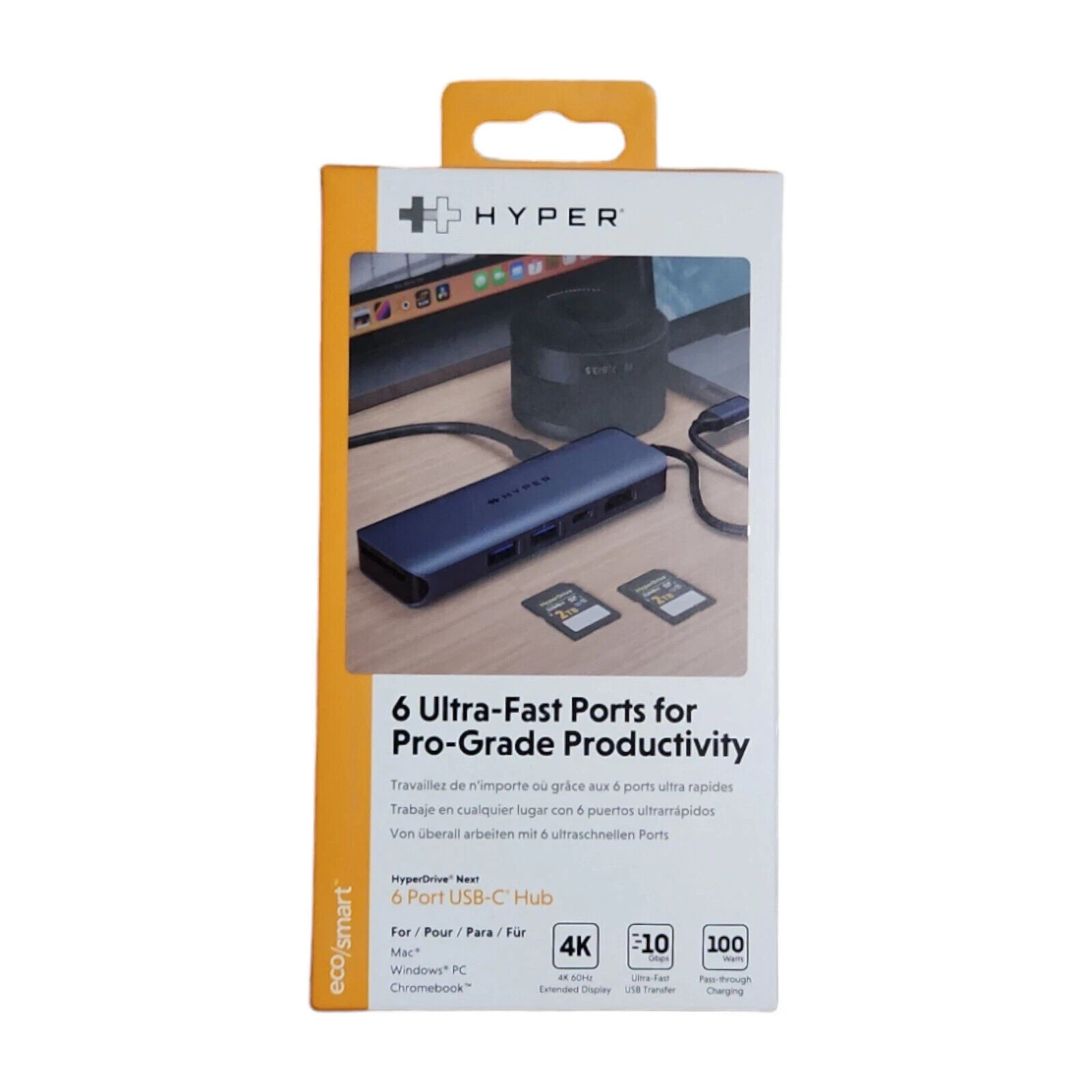 Hyper - HyperDrive Next​ 6 Port USB-C Hub, 4K HDMI, 1 USB-C, 2 USB-A, travel doc