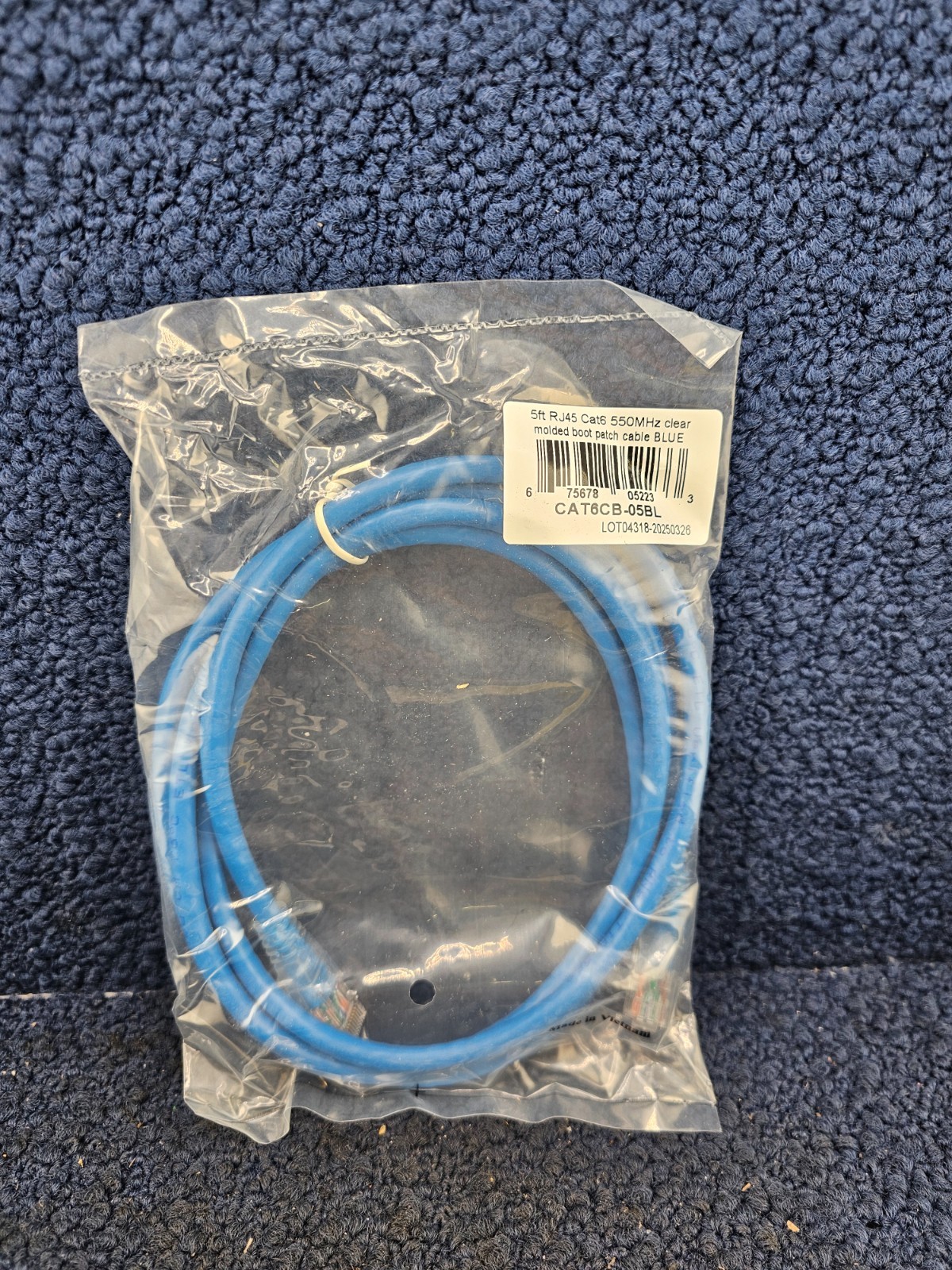 (QTY 10) CAT6CB-05BL: 5ft. RJ45 CAT6 550MHz Clear Molded Boot Patch Cable Blue