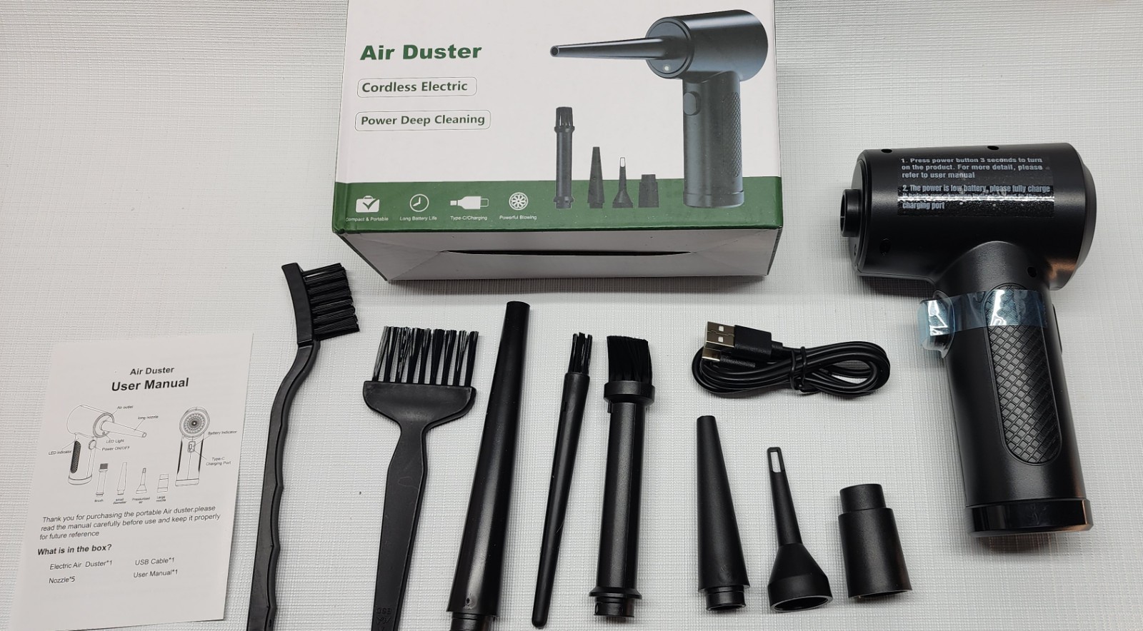 Electric Compressed Air Blower Duster  Computer Keyboard Powerful Rechargeable 