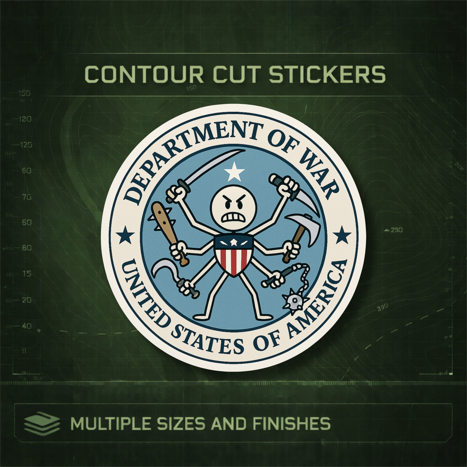 Funny U.S. Department of War Sticker | Round Vinyl Decal Multiple Sizes