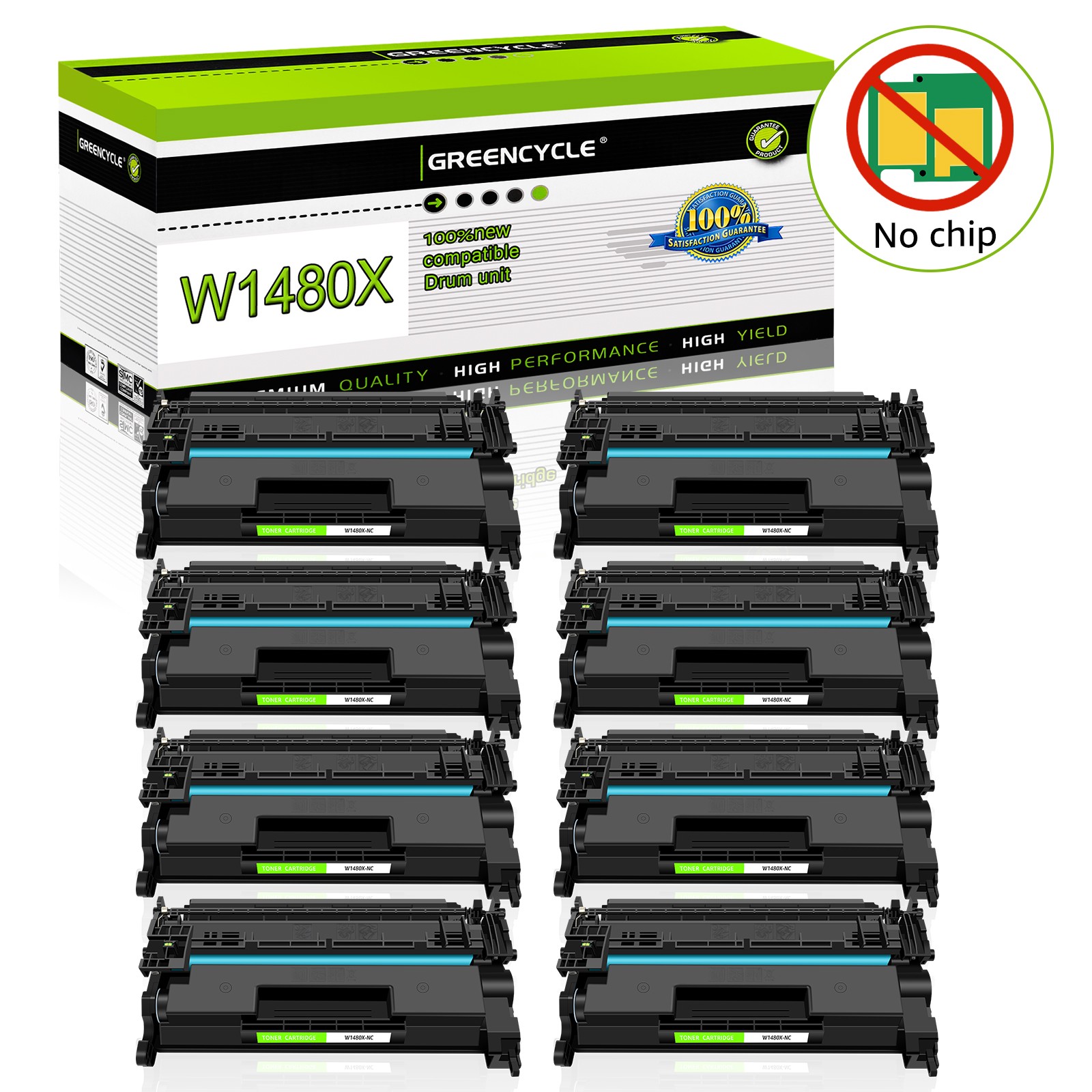 8PK Black 148X W1480X Toner for HP LaserJet Pro 4001dw 4001n MFP 4101fdn NO CHIP