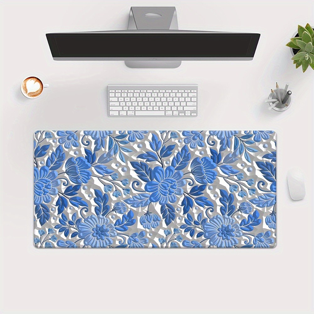 1pc, Blue Flowers, 3D Flowers, HD Printed Pad for Desk, Multi Functional XXL M