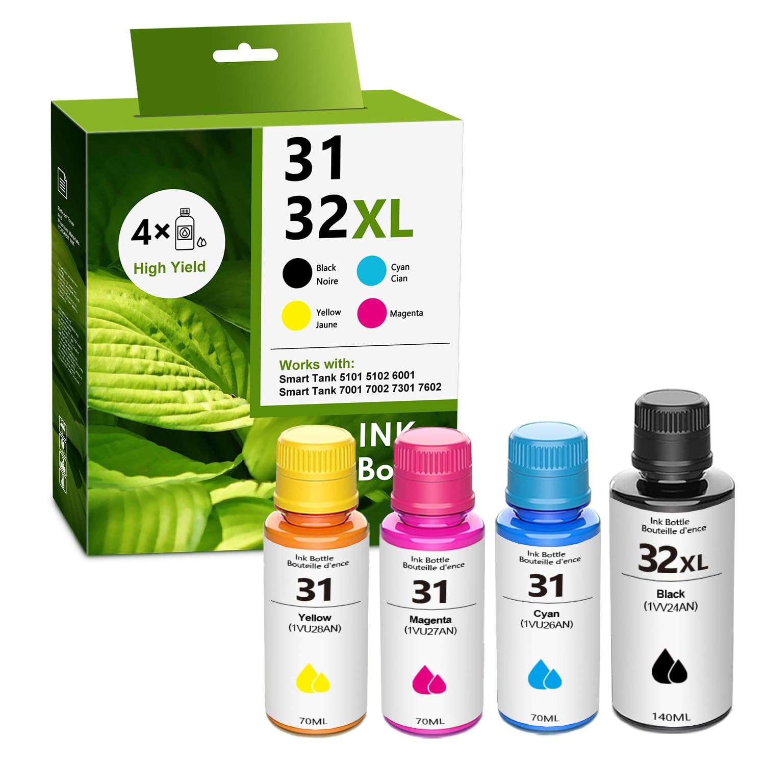 32XL/31 Black Cyan Yellow Magenta High Yield Ink 