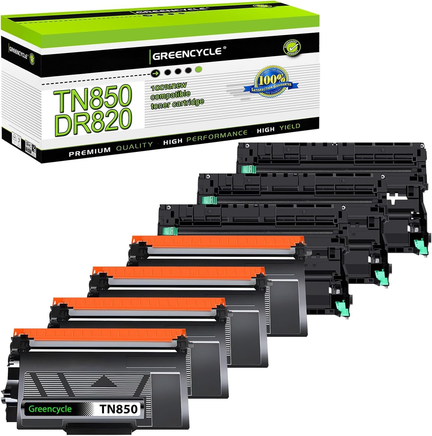 4PC TN850 Toner & 3PK DR820 Drum Unit Set For Brother HL-L6200DW MFC-L5800DW
