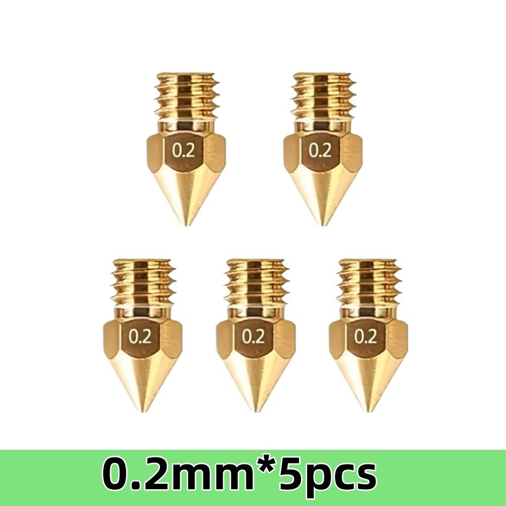 5pcs MK8 M6 Brass Nozzle Extruder Print Head Nozzle for Ender-3 /CR 10 Series