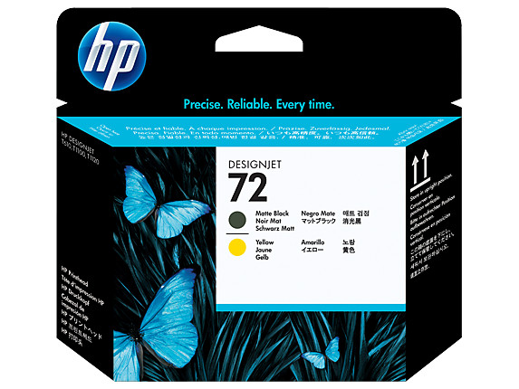 HP 72 Matte Black and Yellow DesignJet Printhead, C9384A